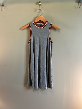 American Eagle Gray Tank with Red, Orange, White &‎ Black Stripe Trim